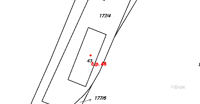 Oldřiš 46, Blažejov na parcele st. 43 v KÚ Oldřiš u Blažejova, Katastrální mapa