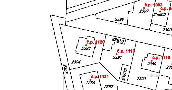Vršovice 1120, Praha na parcele st. 2393 v KÚ Vršovice, Katastrální mapa