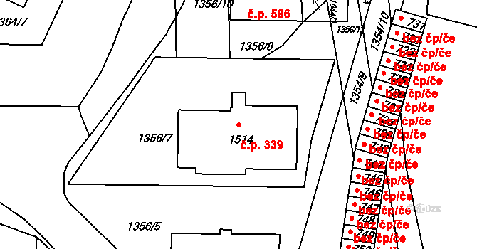 Rožmitál pod Třemšínem 339 na parcele st. 1514 v KÚ Rožmitál pod Třemšínem, Katastrální mapa