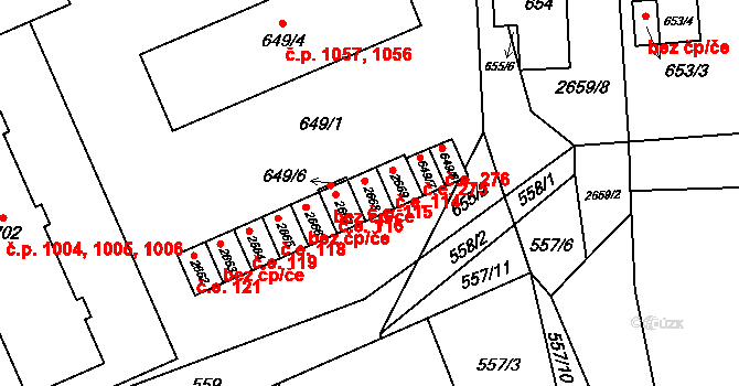 Oslavany 115 na parcele st. 2668 v KÚ Oslavany, Katastrální mapa