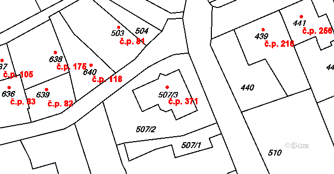 Samotišky 371 na parcele st. 507/3 v KÚ Samotíšky, Katastrální mapa