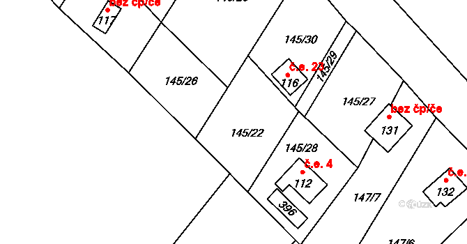 Chotěnov-Skláře 6, Mariánské Lázně na parcele st. 145/22 v KÚ Chotěnov u Mariánských Lázní, Katastrální mapa