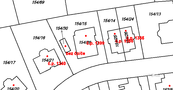 Stodůlky 1399, Praha na parcele st. 154/28 v KÚ Stodůlky, Katastrální mapa