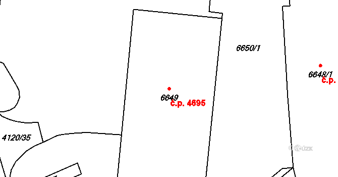 Zlín 4695 na parcele st. 6649 v KÚ Zlín, Katastrální mapa
