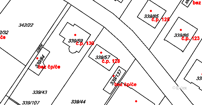 Lipník 128 na parcele st. 339/57 v KÚ Lipník u Hrotovic, Katastrální mapa