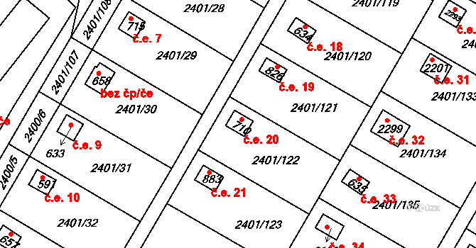 Lačnov 20, Svitavy na parcele st. 710 v KÚ Moravský Lačnov, Katastrální mapa