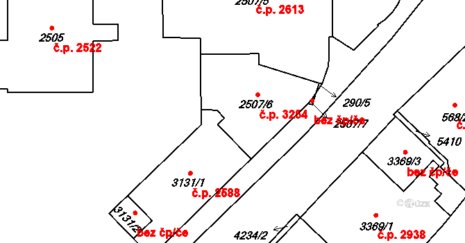 Břeclav 3254 na parcele st. 2507/6 v KÚ Břeclav, Katastrální mapa
