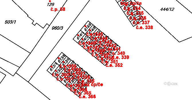 Hamr 350, Litvínov na parcele st. 614/5 v KÚ Hamr u Litvínova, Katastrální mapa