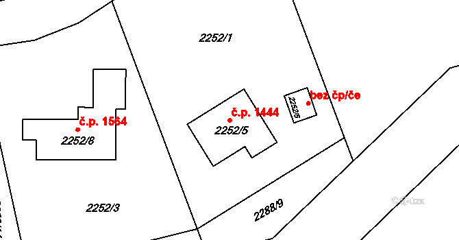 Kylešovice 1444, Opava na parcele st. 2252/5 v KÚ Kylešovice, Katastrální mapa