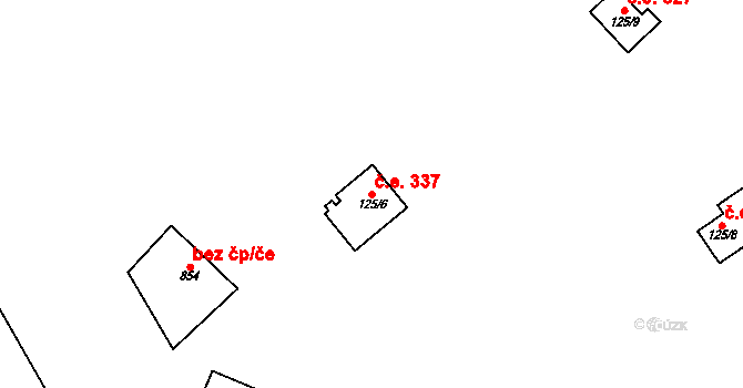 Bítov 337 na parcele st. 125/6 v KÚ Bítov, Katastrální mapa