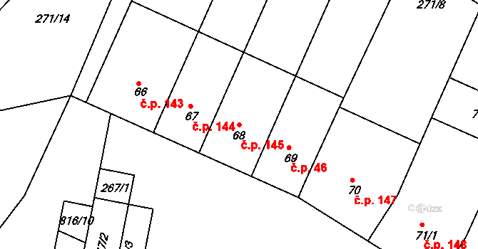 Šardičky 145, Kojátky na parcele st. 68 v KÚ Šardičky, Katastrální mapa