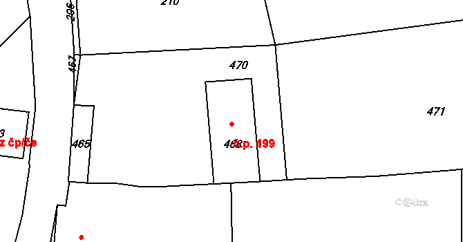 Bobrová 199 na parcele st. 468 v KÚ Horní Bobrová, Katastrální mapa
