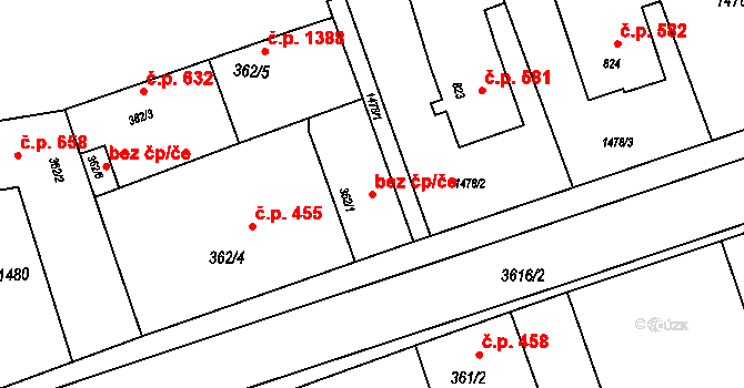 Rožnov pod Radhoštěm 45660867 na parcele st. 362/1 v KÚ Rožnov pod Radhoštěm, Katastrální mapa