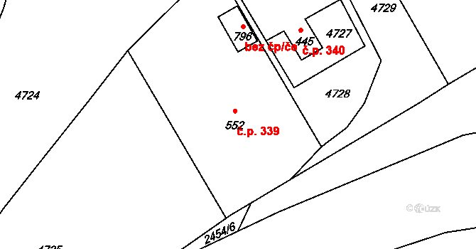 Březolupy 339 na parcele st. 552 v KÚ Březolupy, Katastrální mapa