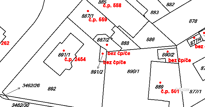 Pelhřimov 48576867 na parcele st. 891/2 v KÚ Pelhřimov, Katastrální mapa