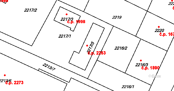 Předměstí 2263, Litoměřice na parcele st. 2217/5 v KÚ Litoměřice, Katastrální mapa