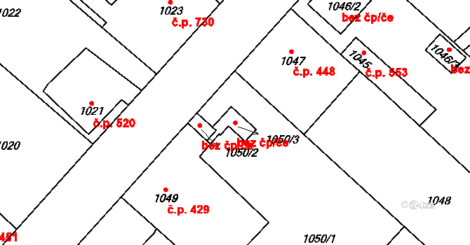 Zdice 50299867 na parcele st. 1050/3 v KÚ Zdice, Katastrální mapa