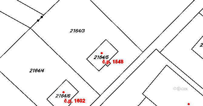 Rumburk 1 1548, Rumburk na parcele st. 2164/5 v KÚ Rumburk, Katastrální mapa