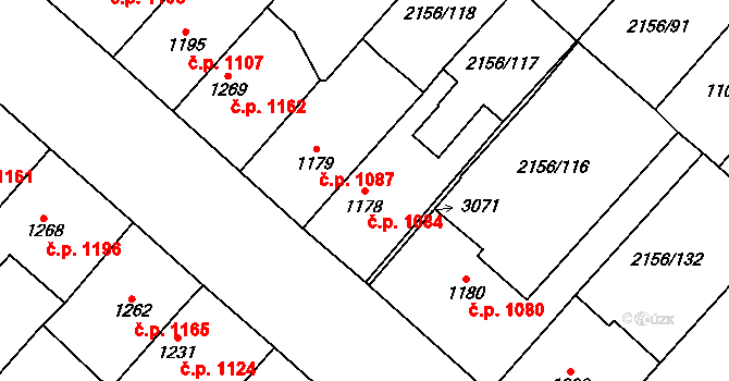 Choceň 1084 na parcele st. 1178 v KÚ Choceň, Katastrální mapa