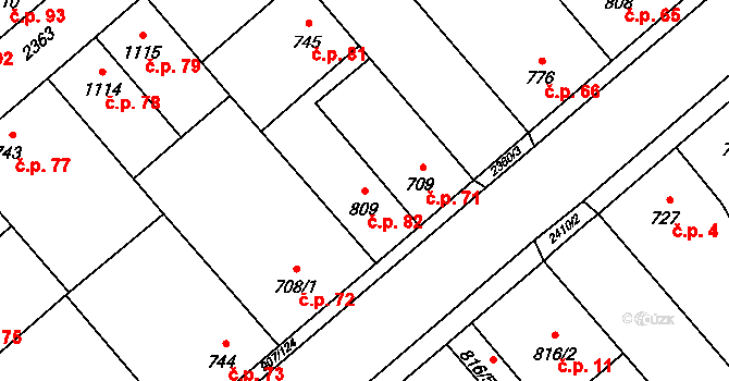 Beroun-Zavadilka 82, Beroun na parcele st. 809 v KÚ Beroun, Katastrální mapa