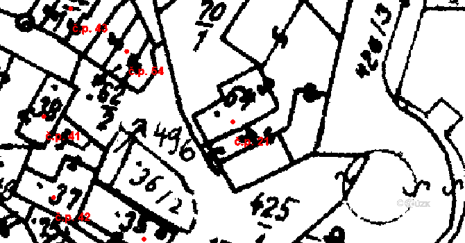 Velichovky 21 na parcele st. 64 v KÚ Velichovky, Katastrální mapa