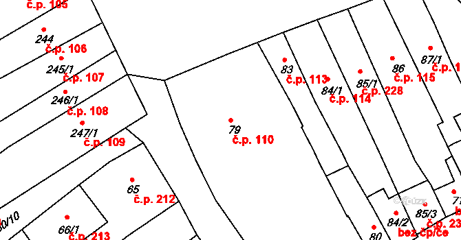 Broumov 110 na parcele st. 79 v KÚ Broumov, Katastrální mapa