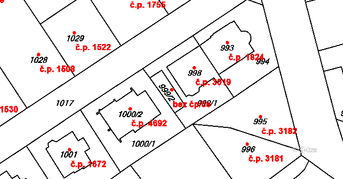 Chomutov 79588867 na parcele st. 999/2 v KÚ Chomutov I, Katastrální mapa