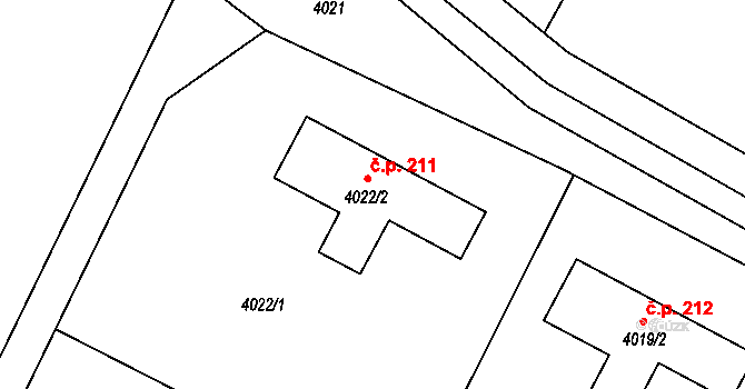 Těšetice 211 na parcele st. 4022/2 v KÚ Těšetice u Znojma, Katastrální mapa