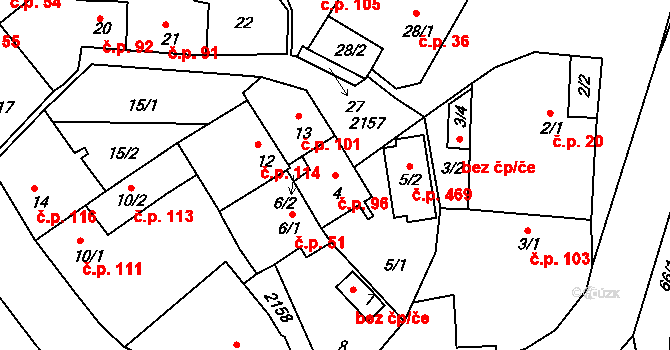 Křemže 96 na parcele st. 4 v KÚ Křemže, Katastrální mapa