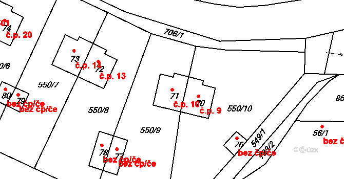 Písek 10, Líšťany na parcele st. 71 v KÚ Lipno u Hunčic, Katastrální mapa