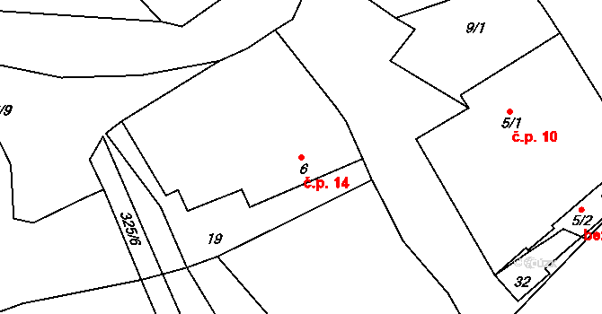 Dolní Dlužiny 14, Světlá nad Sázavou na parcele st. 6 v KÚ Dolní Dlužiny, Katastrální mapa