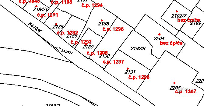 Znojmo 1297 na parcele st. 2190 v KÚ Znojmo-město, Katastrální mapa