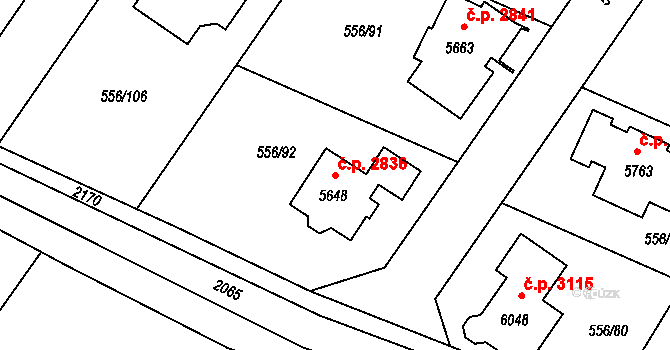 Šumperk 2836 na parcele st. 5648 v KÚ Šumperk, Katastrální mapa