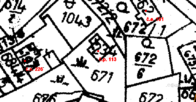 Tisová 113, Kraslice na parcele st. 234 v KÚ Tisová u Kraslic, Katastrální mapa