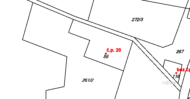 Františkov 20, Rokytnice nad Jizerou na parcele st. 58 v KÚ Františkov v Krkonoších, Katastrální mapa