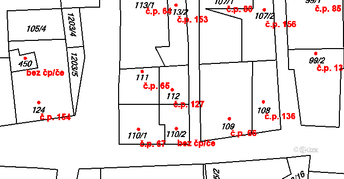 Brodce 127 na parcele st. 112 v KÚ Brodce nad Jizerou, Katastrální mapa