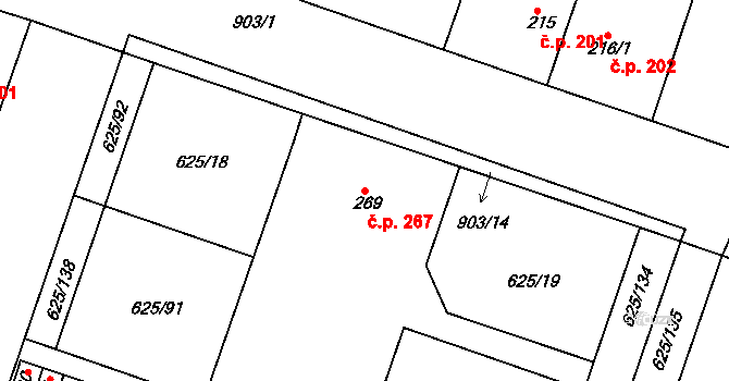 Předměřice nad Labem 267 na parcele st. 269 v KÚ Předměřice nad Labem, Katastrální mapa
