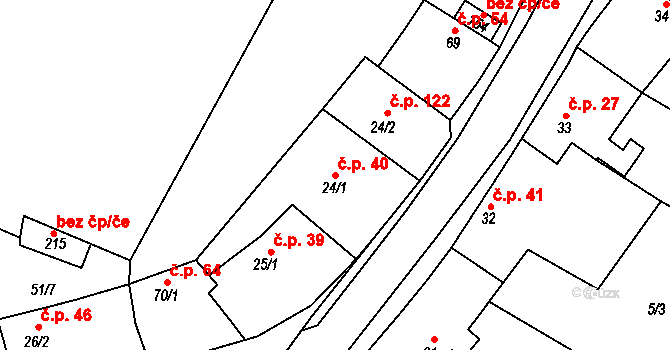 Černouček 40 na parcele st. 24/1 v KÚ Černouček, Katastrální mapa