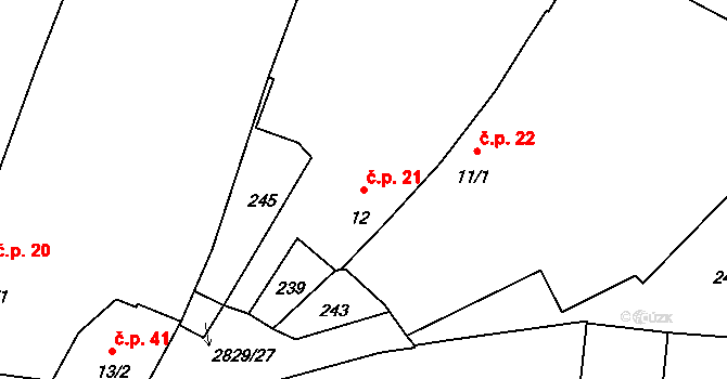 Plástovice 21, Sedlec na parcele st. 12 v KÚ Plástovice, Katastrální mapa