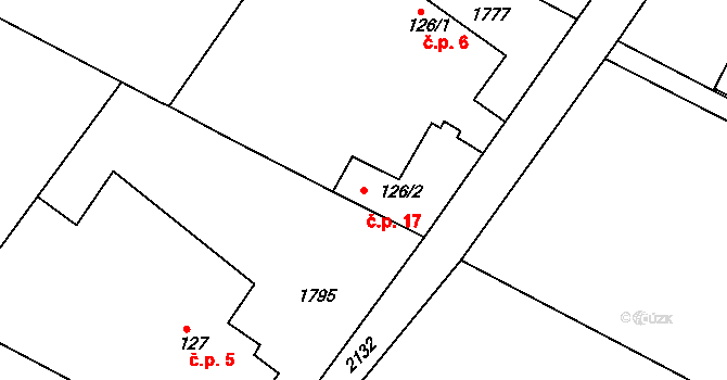 Dolní Černilov 17, Výrava na parcele st. 126/2 v KÚ Výrava, Katastrální mapa