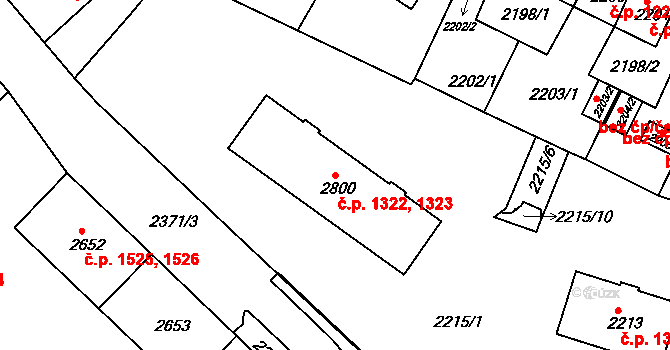 Sokolov 1322,1323 na parcele st. 2800 v KÚ Sokolov, Katastrální mapa