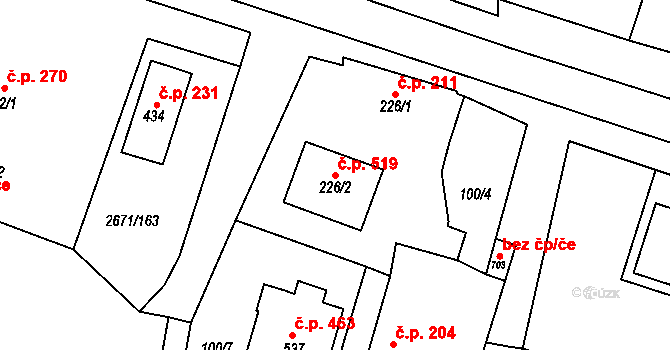 Černilov 519 na parcele st. 226/2 v KÚ Černilov, Katastrální mapa