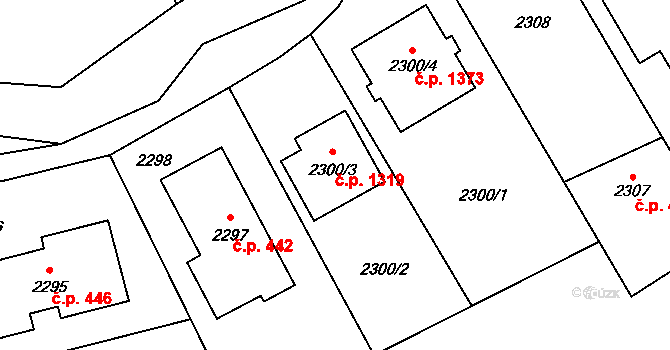 Hostivař 1319, Praha na parcele st. 2300/3 v KÚ Hostivař, Katastrální mapa