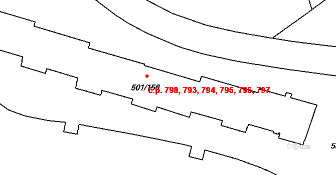 Ráj 793,794,795,796,797,, Karviná na parcele st. 501/156 v KÚ Ráj, Katastrální mapa
