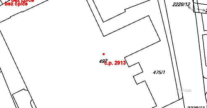 Šumperk 2913 na parcele st. 492 v KÚ Šumperk, Katastrální mapa