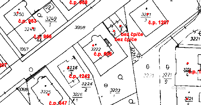 Poděbrady III 696, Poděbrady na parcele st. 3222 v KÚ Poděbrady, Katastrální mapa