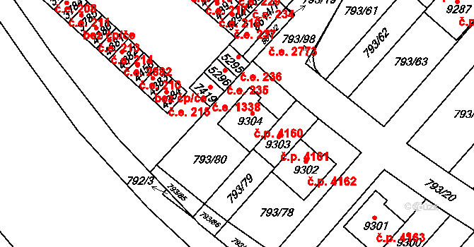 Hodonín 4160 na parcele st. 9304 v KÚ Hodonín, Katastrální mapa