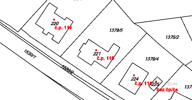 Netín 115 na parcele st. 221 v KÚ Netín, Katastrální mapa