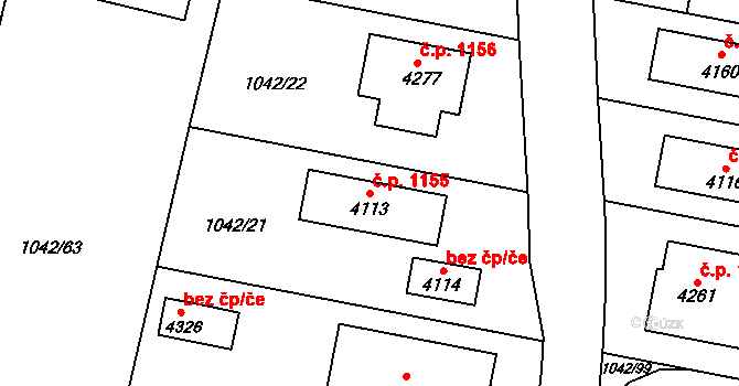 Valdické Předměstí 1155, Jičín na parcele st. 4113 v KÚ Jičín, Katastrální mapa