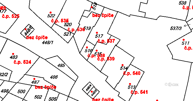 Jemnice 539 na parcele st. 515 v KÚ Jemnice, Katastrální mapa